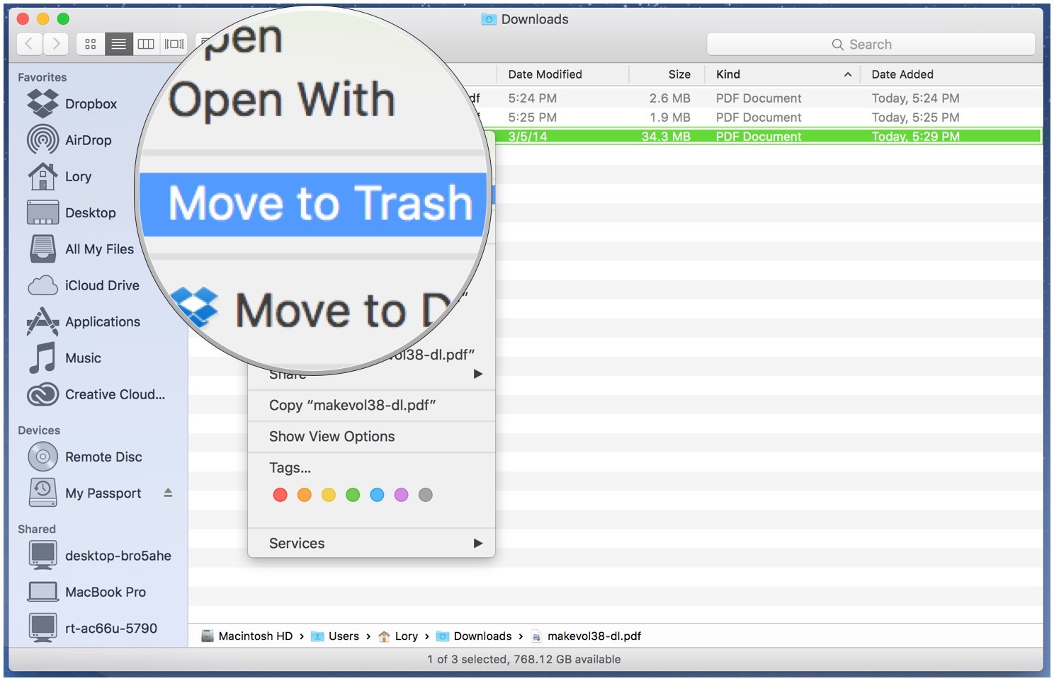 Mac os temporary download folder shortcut